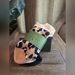 kate spade Leopard Print Low Cut Cozy Socks in Tan and Black